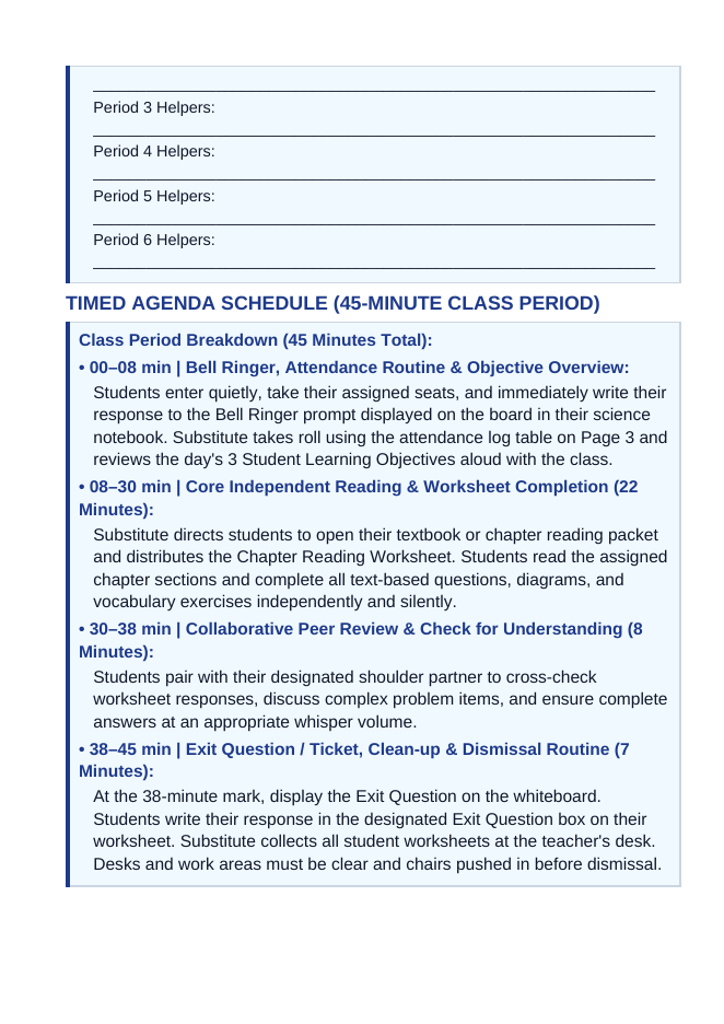 States & Properties of Matter Substitute Lesson Plan sample page
