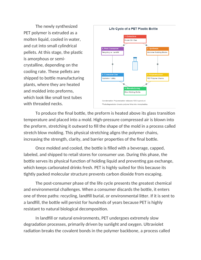 The Chemical Life Cycle of a Plastic Bottle Reading Worksheet sample page