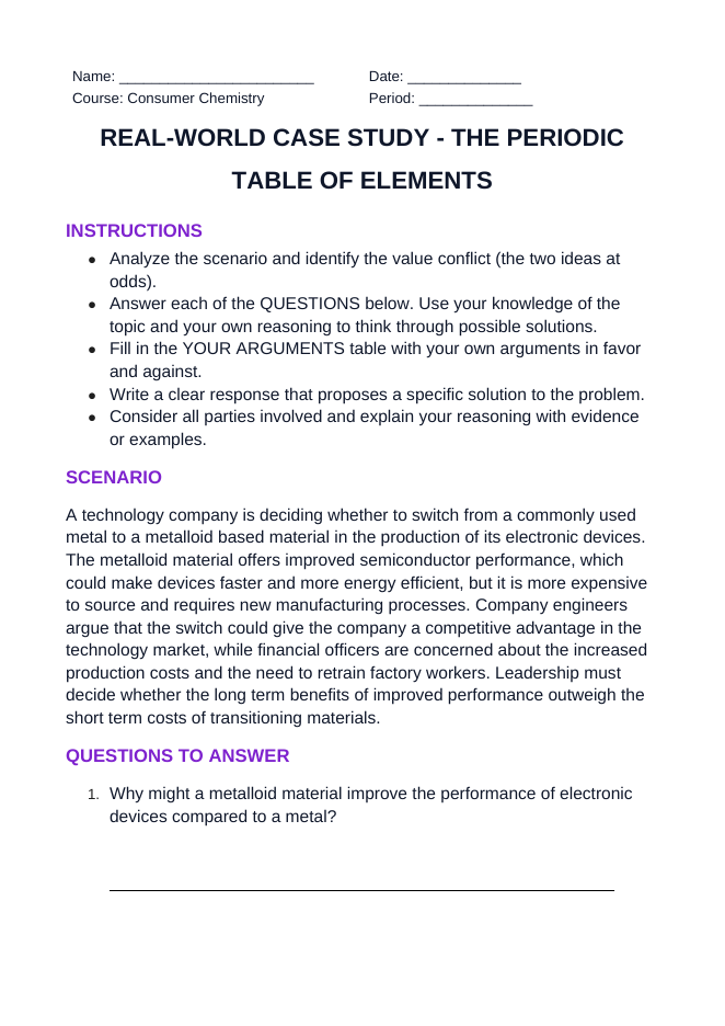 The Periodic Table of Elements Real-World Case Study sample page