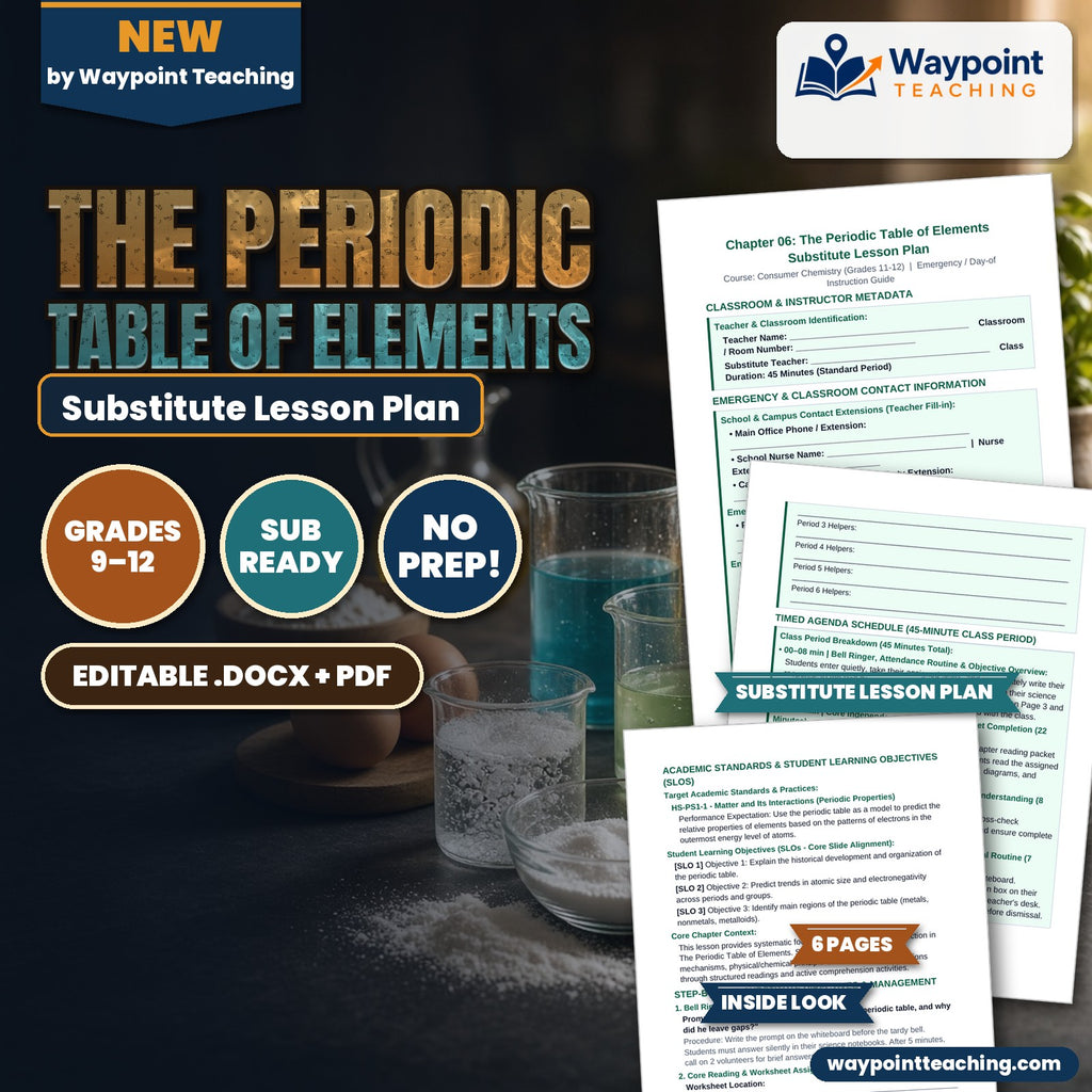 The Periodic Table of Elements Substitute Lesson Plan cover