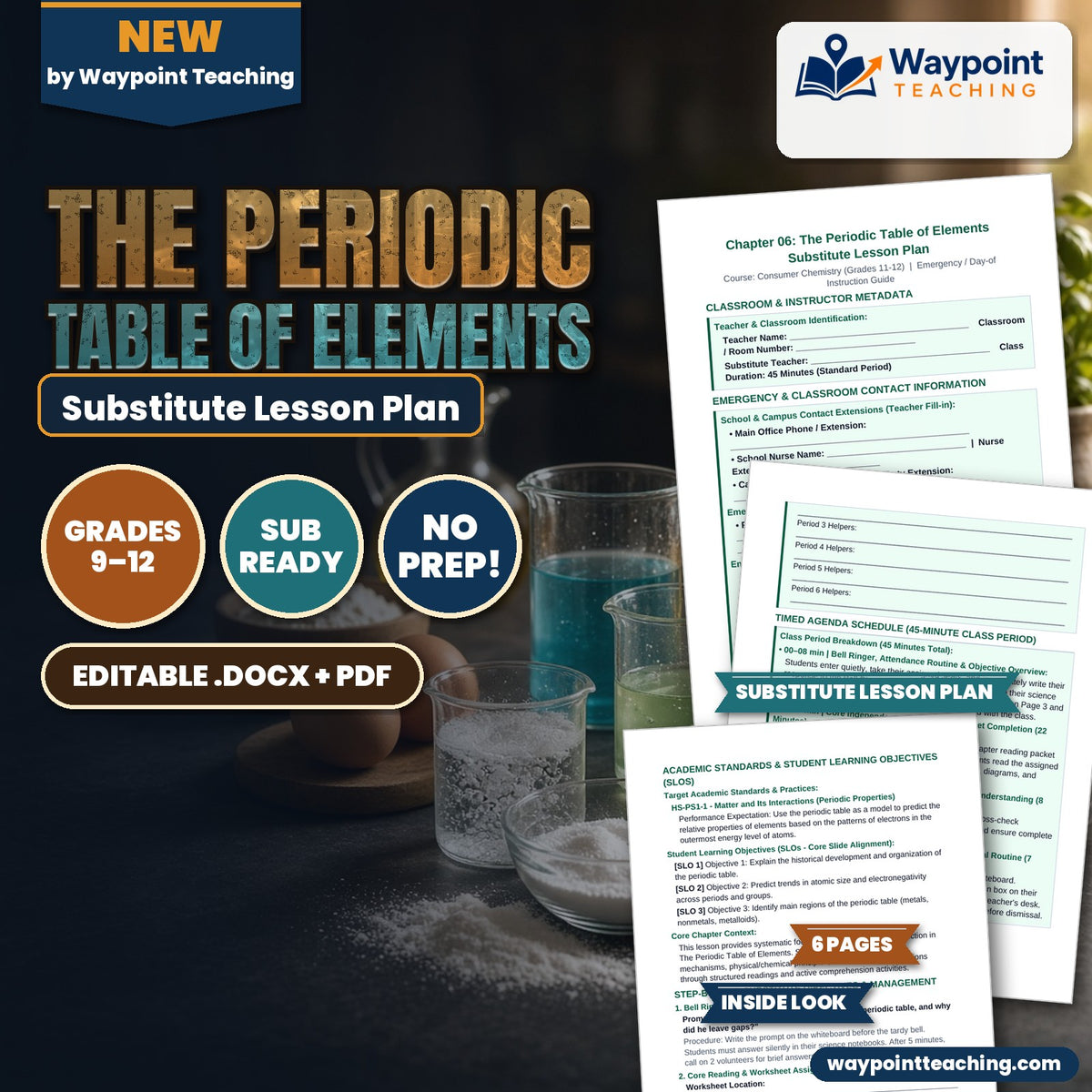 The Periodic Table of Elements Substitute Lesson Plan cover