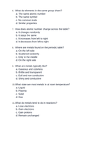 The Periodic Table of Elements Unit Test sample page