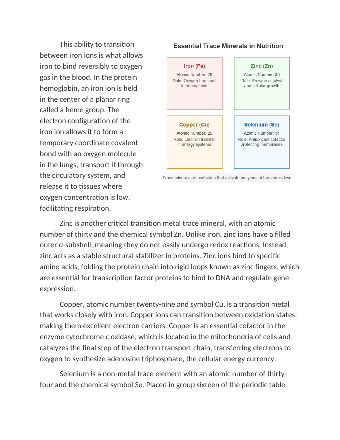 Trace Minerals in Daily Multivitamins Reading Worksheet sample page