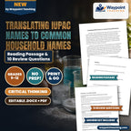 Translating IUPAC Names to Common Household Names Reading Worksheet cover