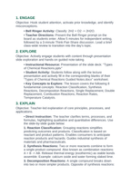 Types of Chemical Reactions 5E Lesson Plan sample page
