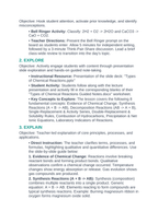 Types of Chemical Reactions 5E Lesson Plan sample page