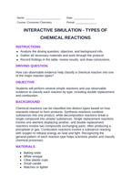 Types of Chemical Reactions Interactive Simulation sample page
