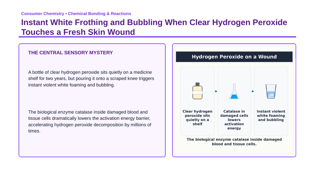 Types of Chemical Reactions Phenomena-Based Lesson: Instant White Frothing and Bubbling When Clear Hydrogen Peroxide Touches a Fresh Skin Wound Presentation sample page