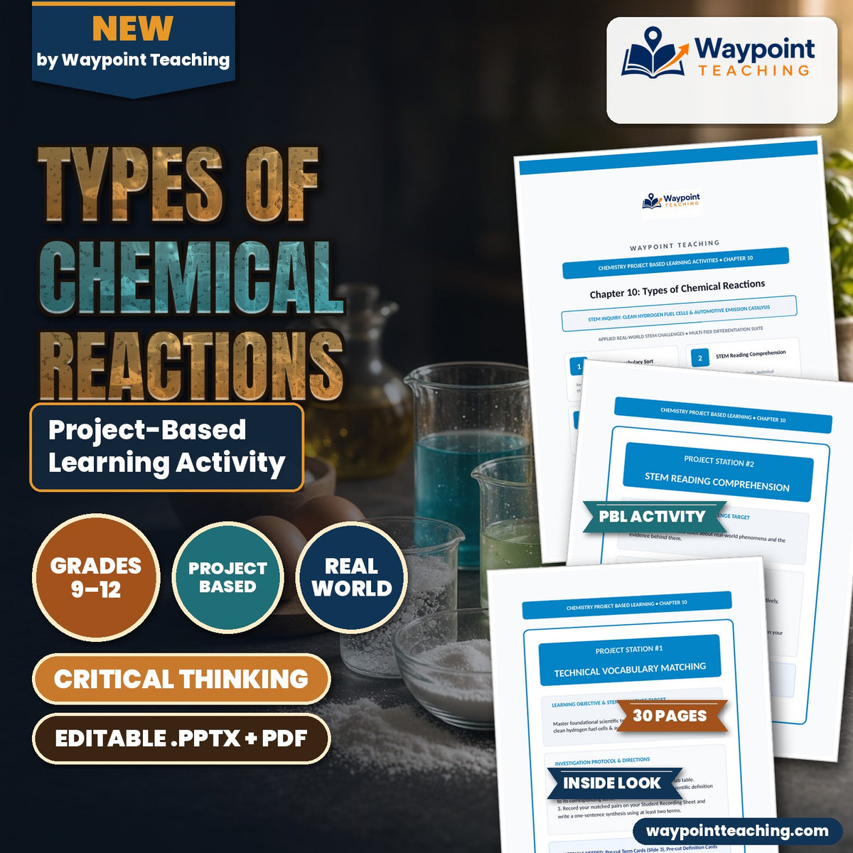 Types of Chemical Reactions Project-Based Learning Activity cover
