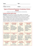 Types of Chemical Reactions Vocabulary Choice Board sample page