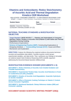 Vitamins and Antioxidants: Redox Stoichiometry of Ascorbic Acid and Thermal Degradation Kinetics CER Phenomena Worksheet sample page