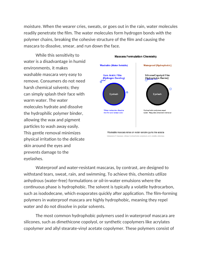 Water-Resistant vs. Washable Mascara Formulations Reading Worksheet sample page