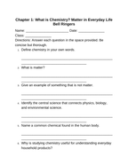 What is Chemistry? Matter in Everyday Life Bell Ringers & Exit Tickets sample page