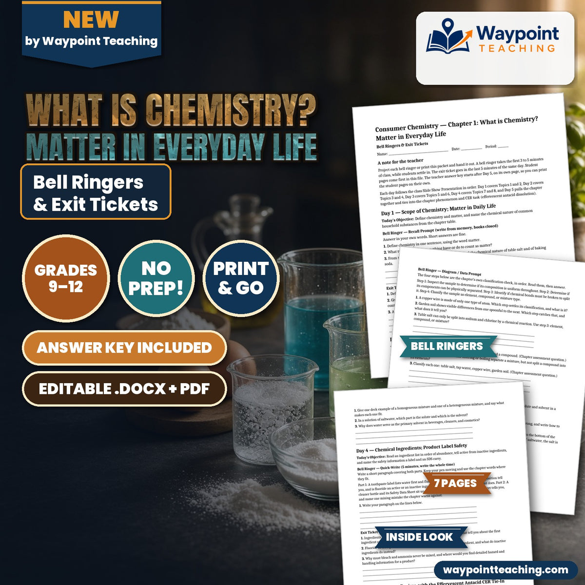 What is Chemistry? Matter in Everyday Life Bell Ringers & Exit Tickets cover
