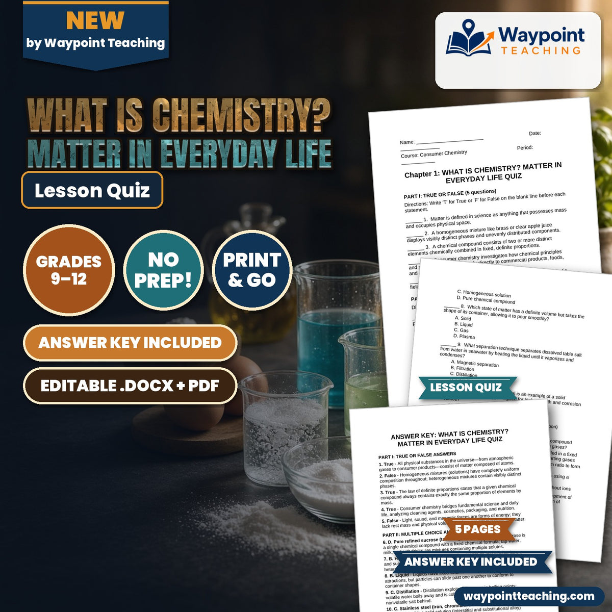 What is Chemistry? Matter in Everyday Life Lesson Quiz cover