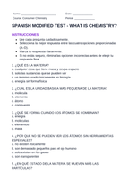 What is Chemistry? Matter in Everyday Life Spanish Unit Test sample page