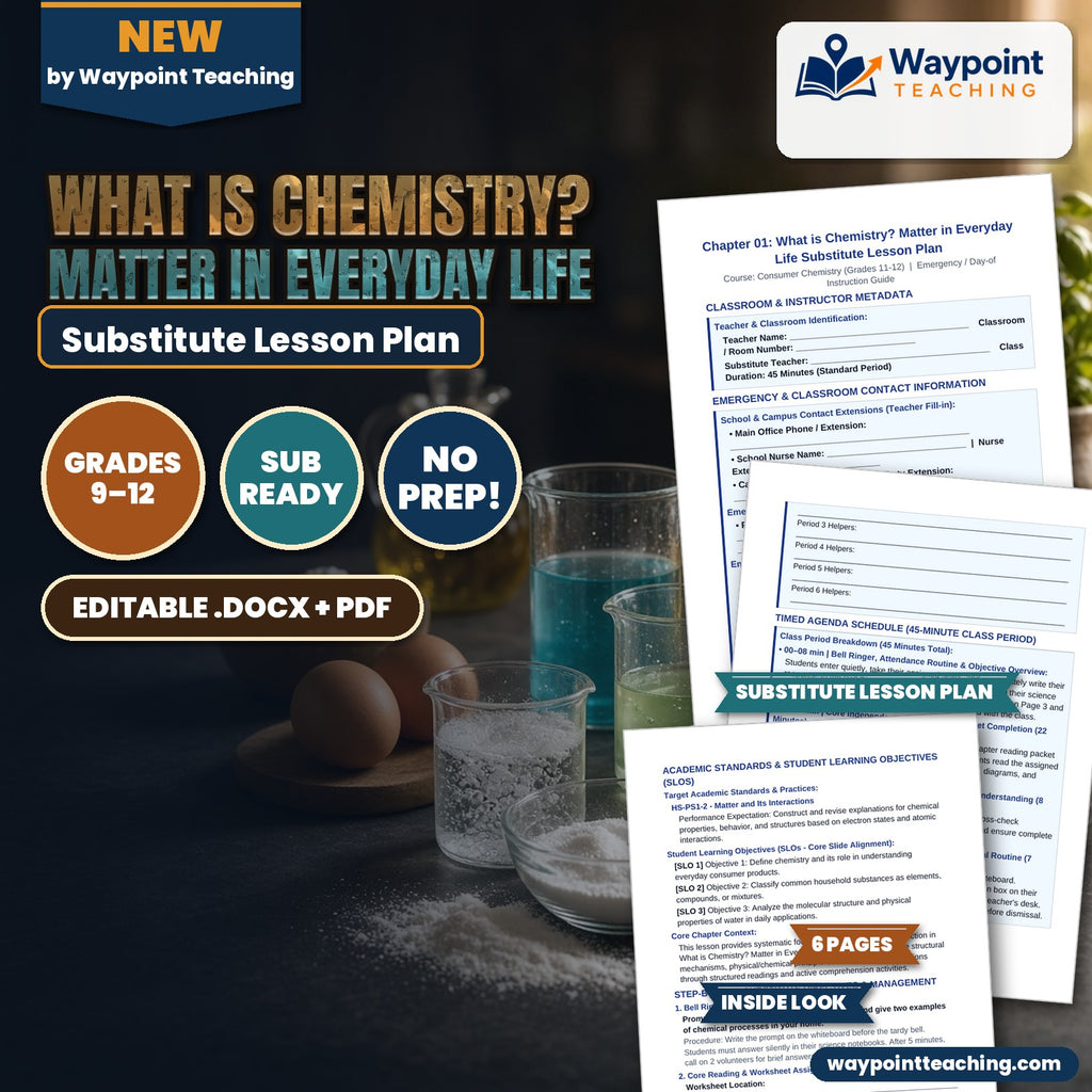 What is Chemistry? Matter in Everyday Life Substitute Lesson Plan cover