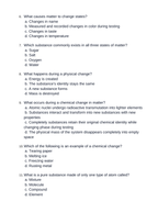 What is Chemistry? Matter in Everyday Life Unit Test sample page