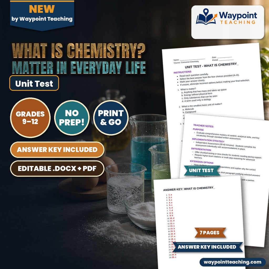 What is Chemistry? Matter in Everyday Life Unit Test cover