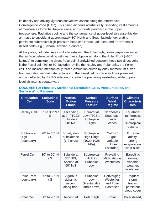 Atmospheric Circulation and Global Wind Belts: Coriolis Effect, Hadley, Ferrel, and Polar Cells, and Intertropical Convergence Zone (ITCZ) Dynamics CER Phenomena Worksheet sample page