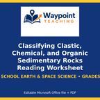 Classifying Clastic, Chemical, and Organic Sedimentary Rocks Reading Worksheet cover