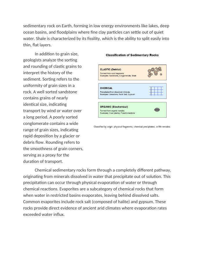 Classifying Clastic, Chemical, and Organic Sedimentary Rocks Reading Worksheet sample page