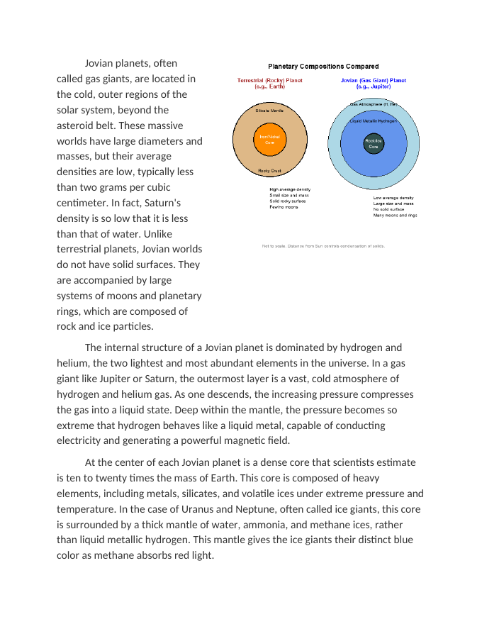 Comparing Terrestrial and Jovian Planetary Compositions Reading Worksheet sample page
