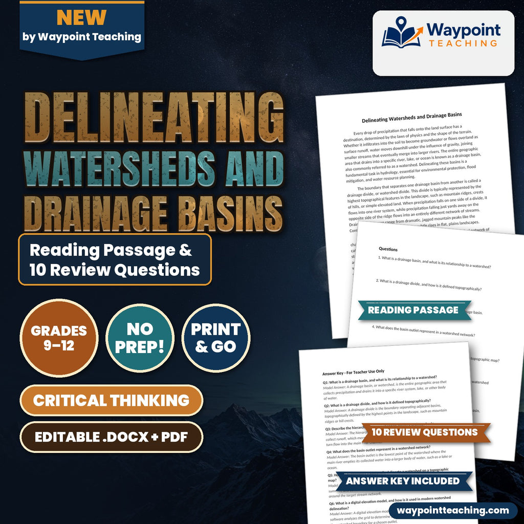 Delineating Watersheds and Drainage Basins Reading Worksheet cover