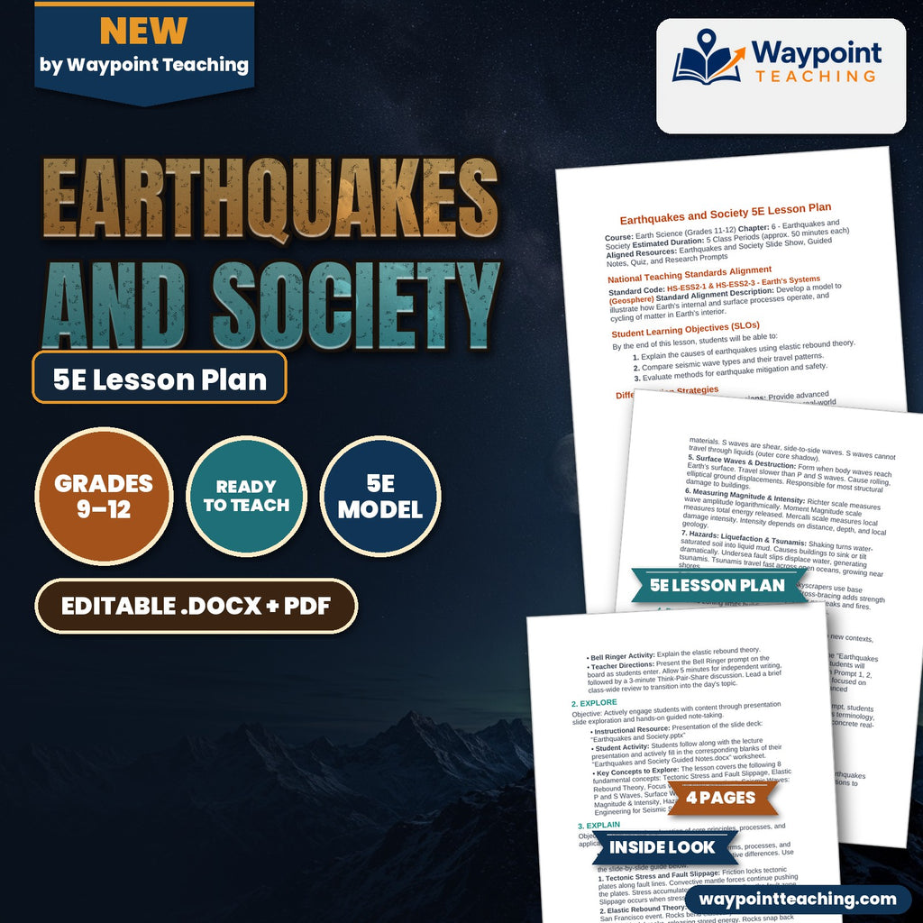 Earthquakes and Society 5E Lesson Plan cover