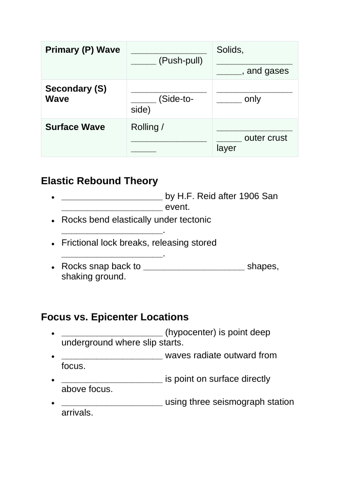 Earthquakes and Society Guided Notes sample page