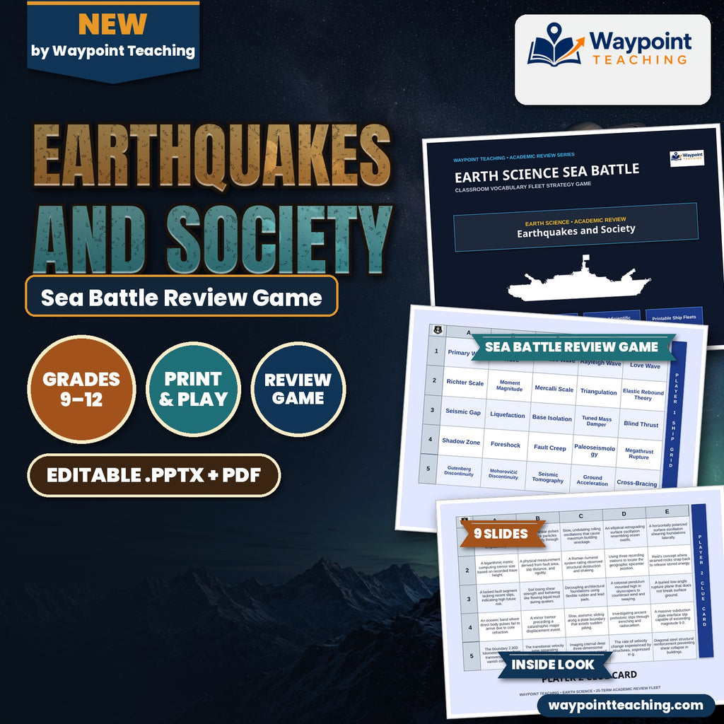 Earthquakes and Society Sea Battle Review Game cover