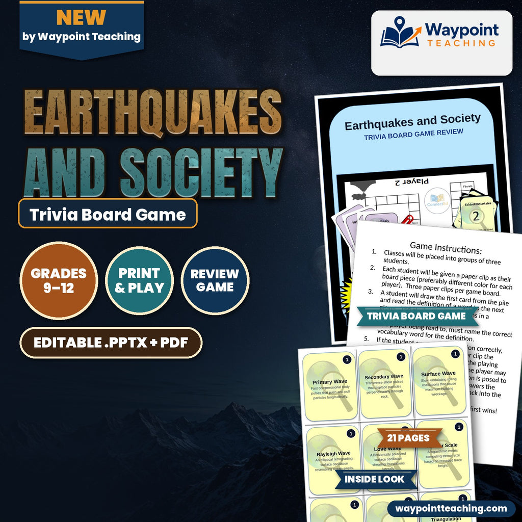 Earthquakes and Society Trivia Board Game cover