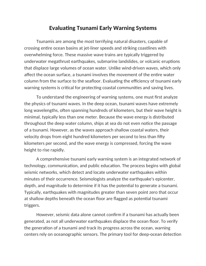 Evaluating Tsunami Early Warning Systems Reading Worksheet sample page
