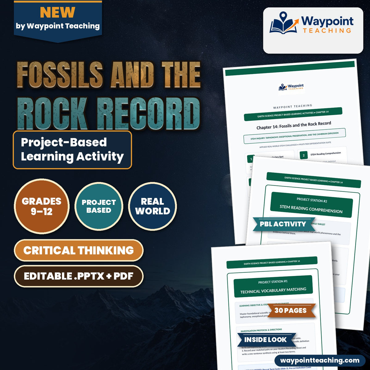 Fossils and the Rock Record Project-Based Learning Activity cover