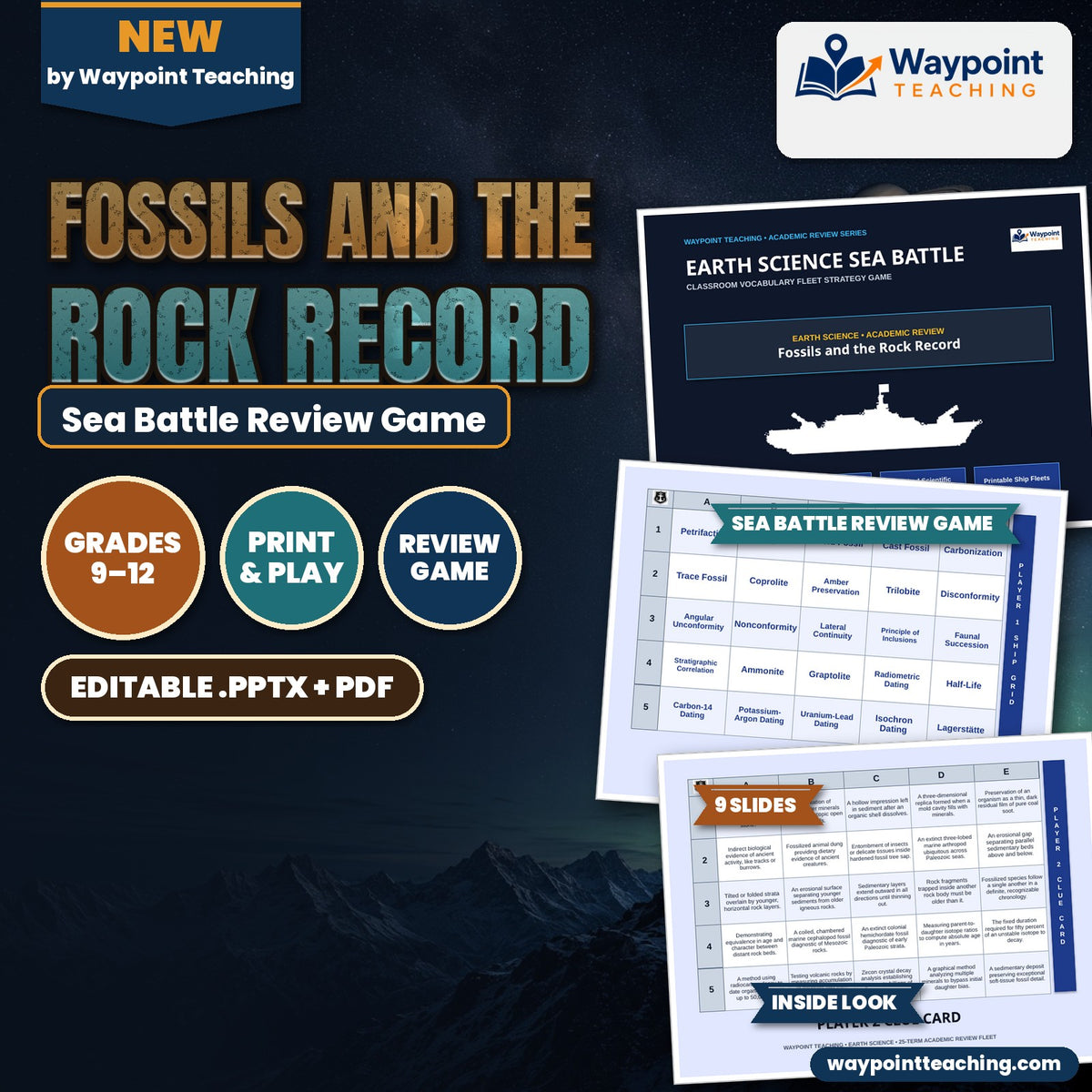 Fossils and the Rock Record Sea Battle Review Game cover