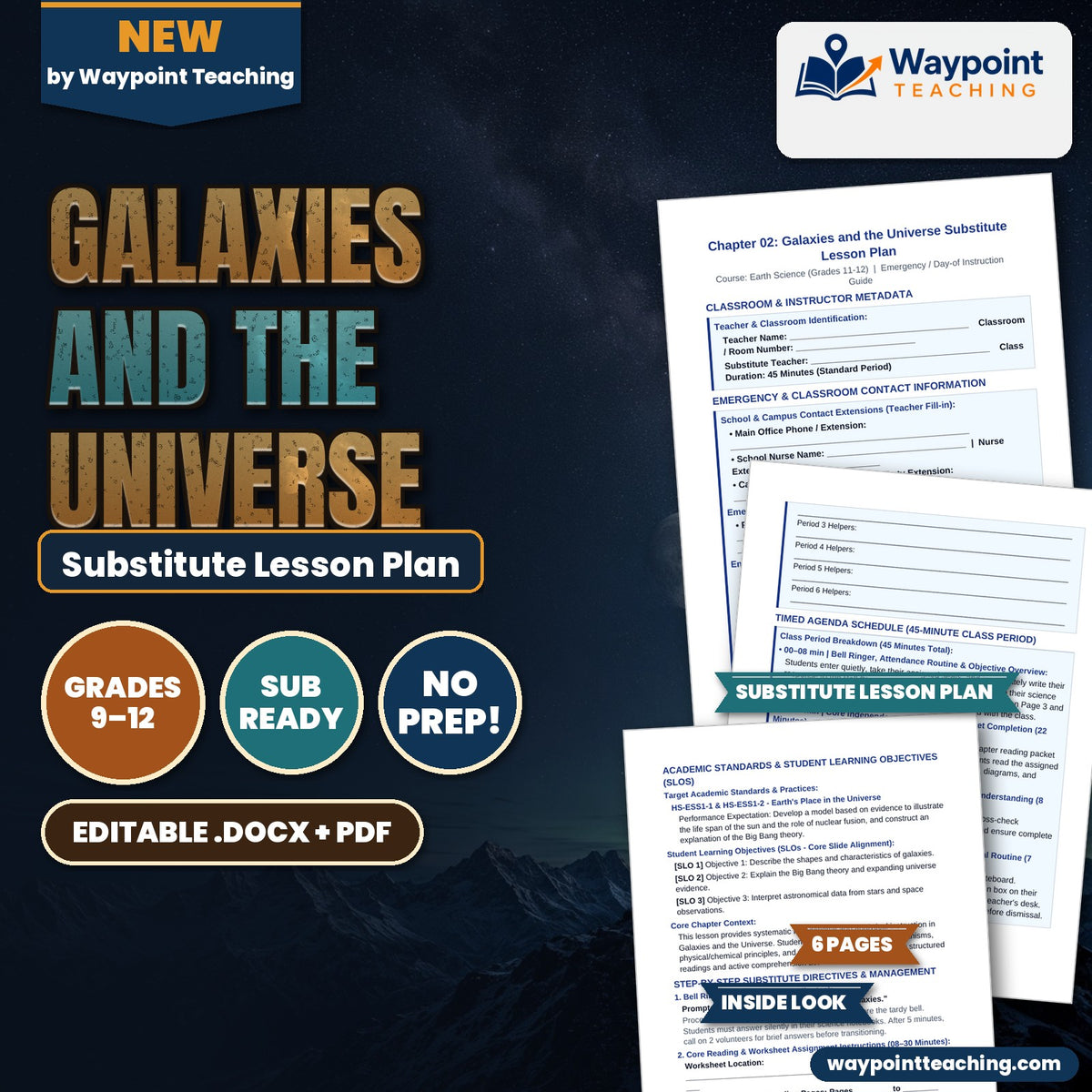 Galaxies and the Universe Substitute Lesson Plan cover