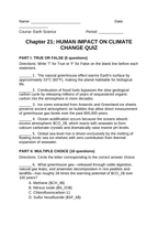 Human Impact on Climate Change Lesson Quiz sample page