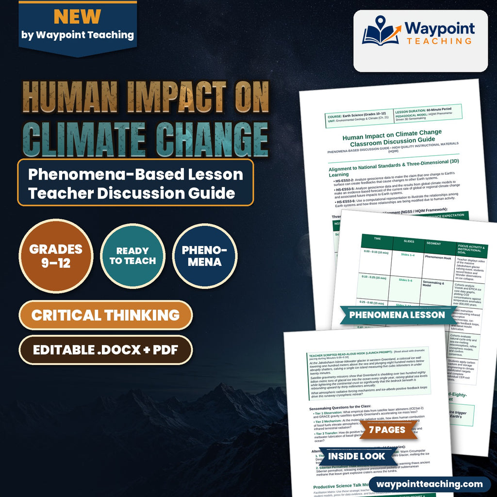 Human Impact on Climate Change Phenomena-Based Lesson: Accelerating Two-Hundred-Eighty-Gigaton Annual Calving of the Greenland Ice Sheet Teacher Discussion Guide cover
