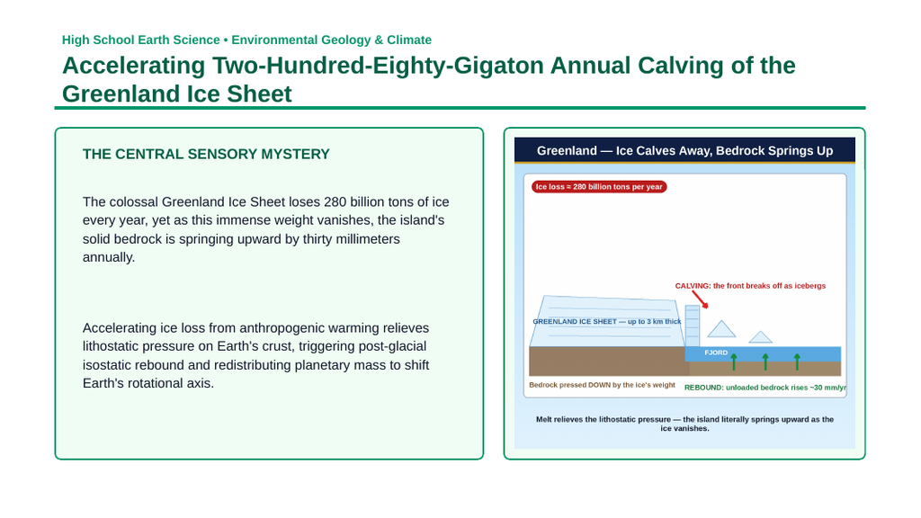 Human Impact on Climate Change Phenomena-Based Lesson: Accelerating Two-Hundred-Eighty-Gigaton Annual Calving of the Greenland Ice Sheet Presentation sample page
