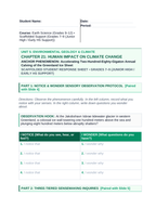 Human Impact on Climate Change Scaffolded Phenomena-Based Lesson: Accelerating Two-Hundred-Eighty-Gigaton Annual Calving of the Greenland Ice Sheet Student Response Sheet sample page