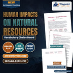 Human Impacts on Natural Resources Vocabulary Choice Board cover