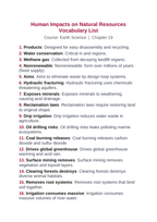 Human Impacts on Natural Resources Vocabulary Words & Definitions sample page