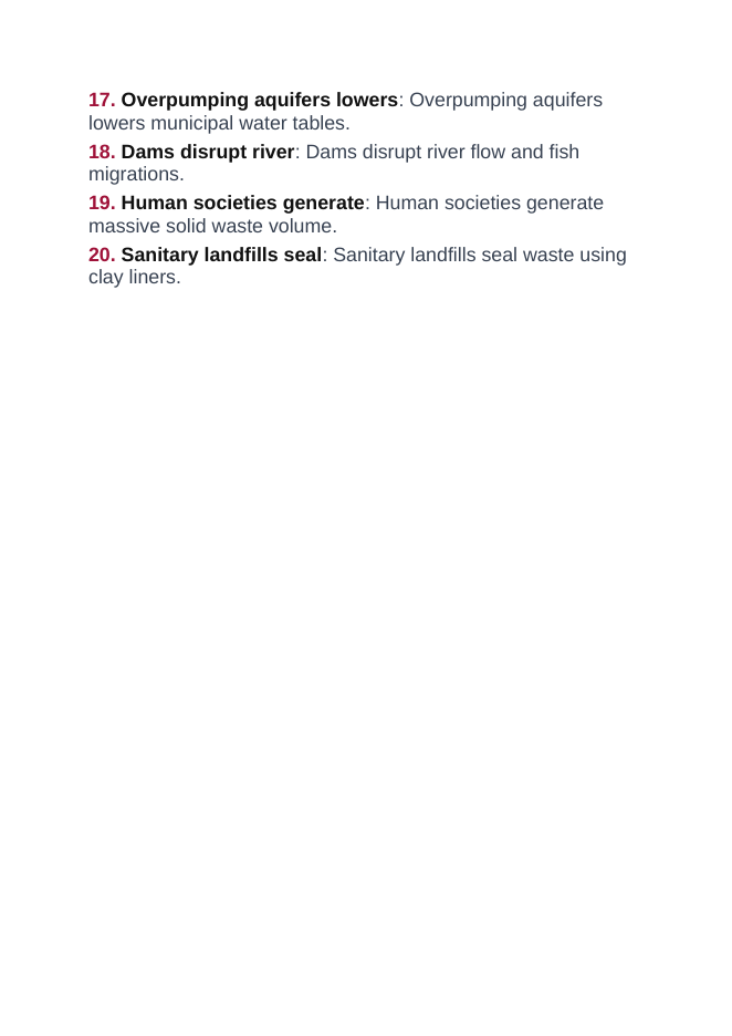 Human Impacts on Natural Resources Vocabulary Words & Definitions sample page
