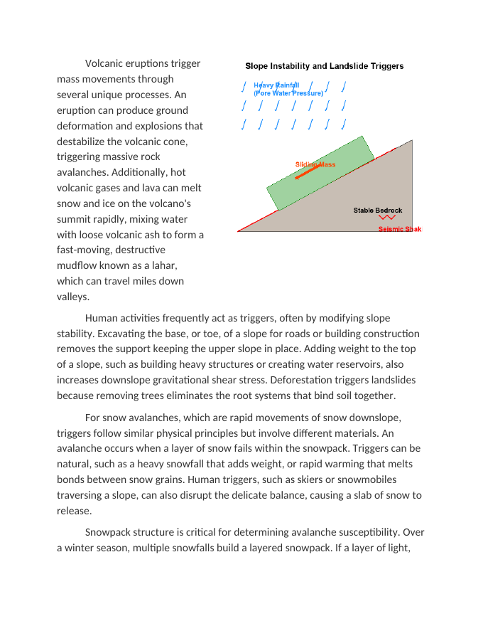 Identifying Triggers for Landslides and Avalanches Reading Worksheet sample page