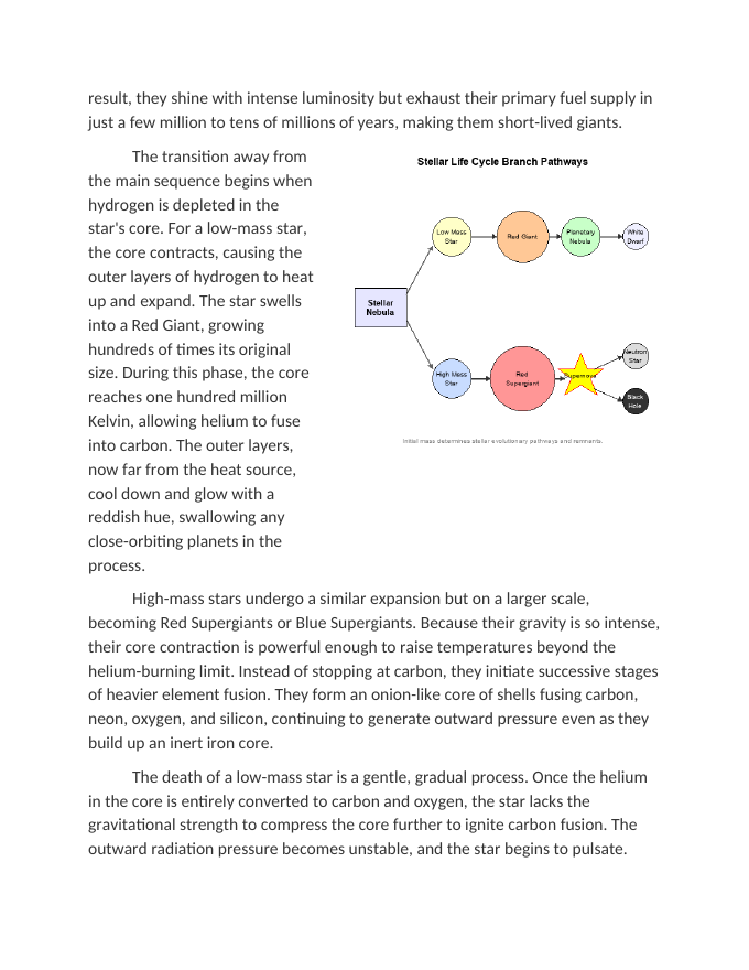 Life Cycle of High-Mass vs. Low-Mass Stars Reading Worksheet sample page