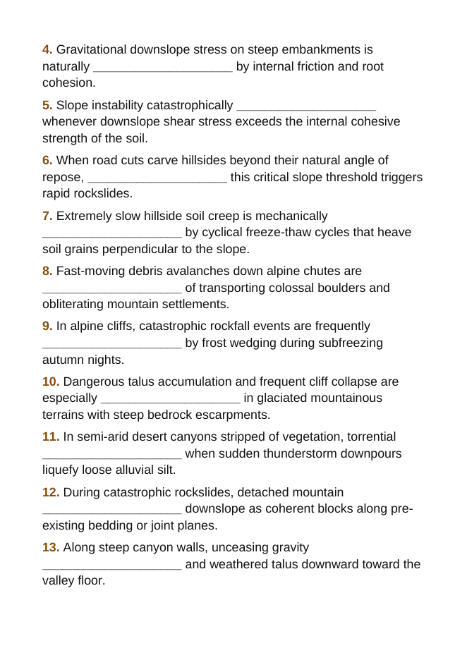 Mass Movements Fill-in-the-Blank Vocabulary Worksheet sample page