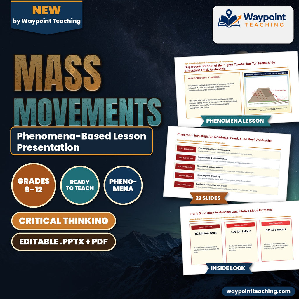Mass Movements Phenomena-Based Lesson: Supersonic Runout of the Eighty-Two-Million-Ton Frank Slide Limestone Rock Avalanche Presentation cover