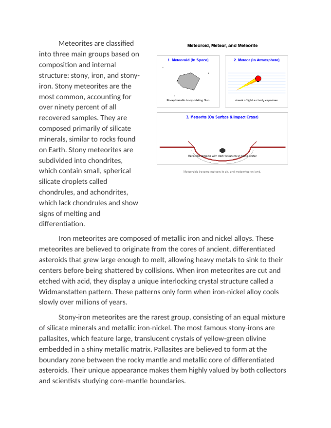 Meteoroids, Meteors, and Meteorites: Identification and Impact Reading Worksheet sample page