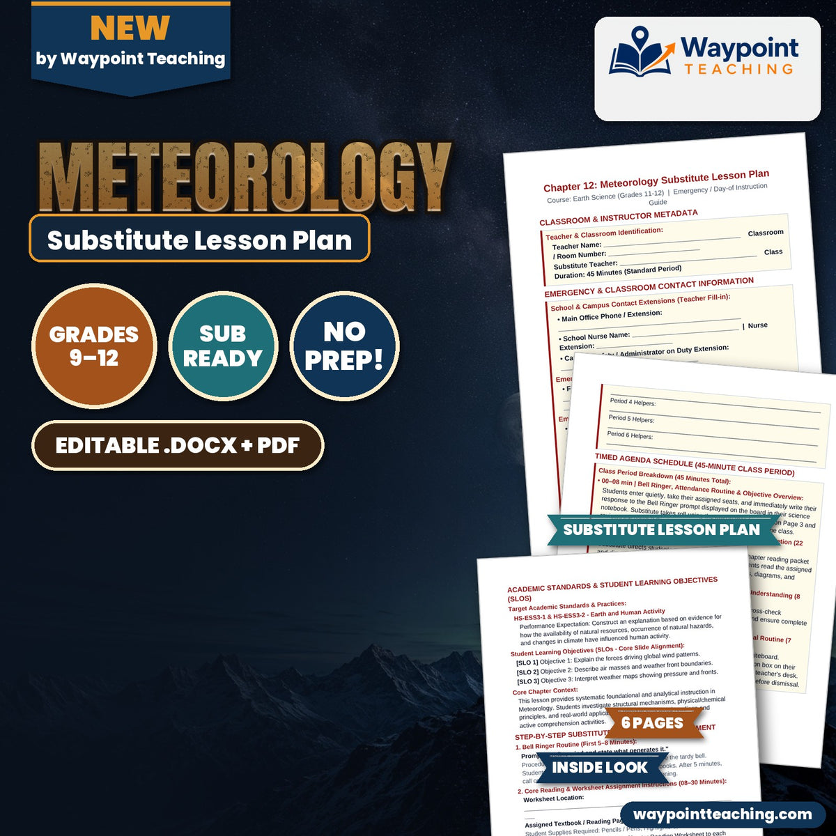 Meteorology Substitute Lesson Plan cover