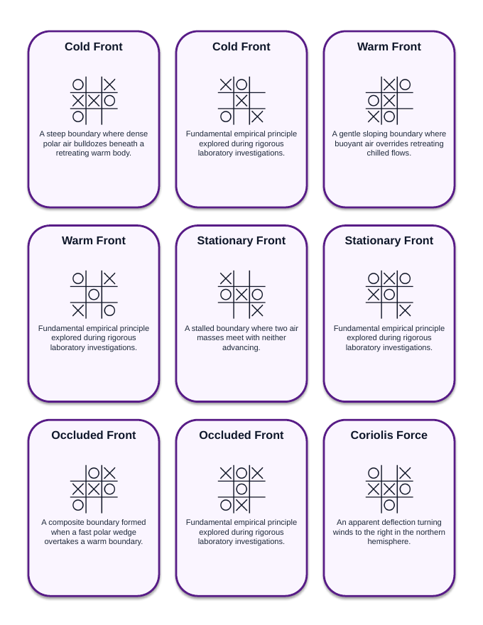 Meteorology Tic-Tac-Toe Review Game sample page